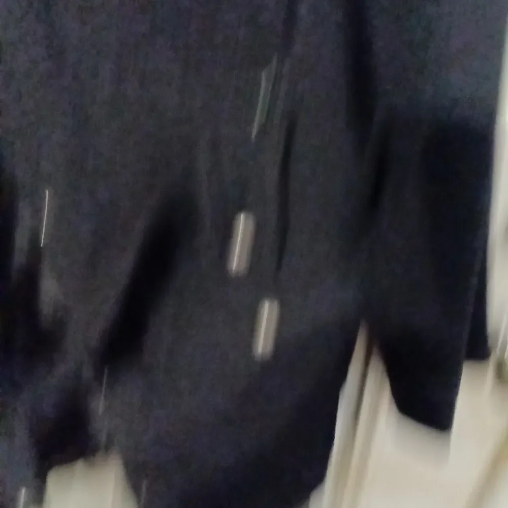 Women's Vintage 90s Wool Blend Trench Coat XL Black Lined Button Up Zip Up Belt - Picture 5 of 10